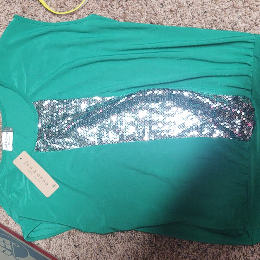 Sequin and green tank top